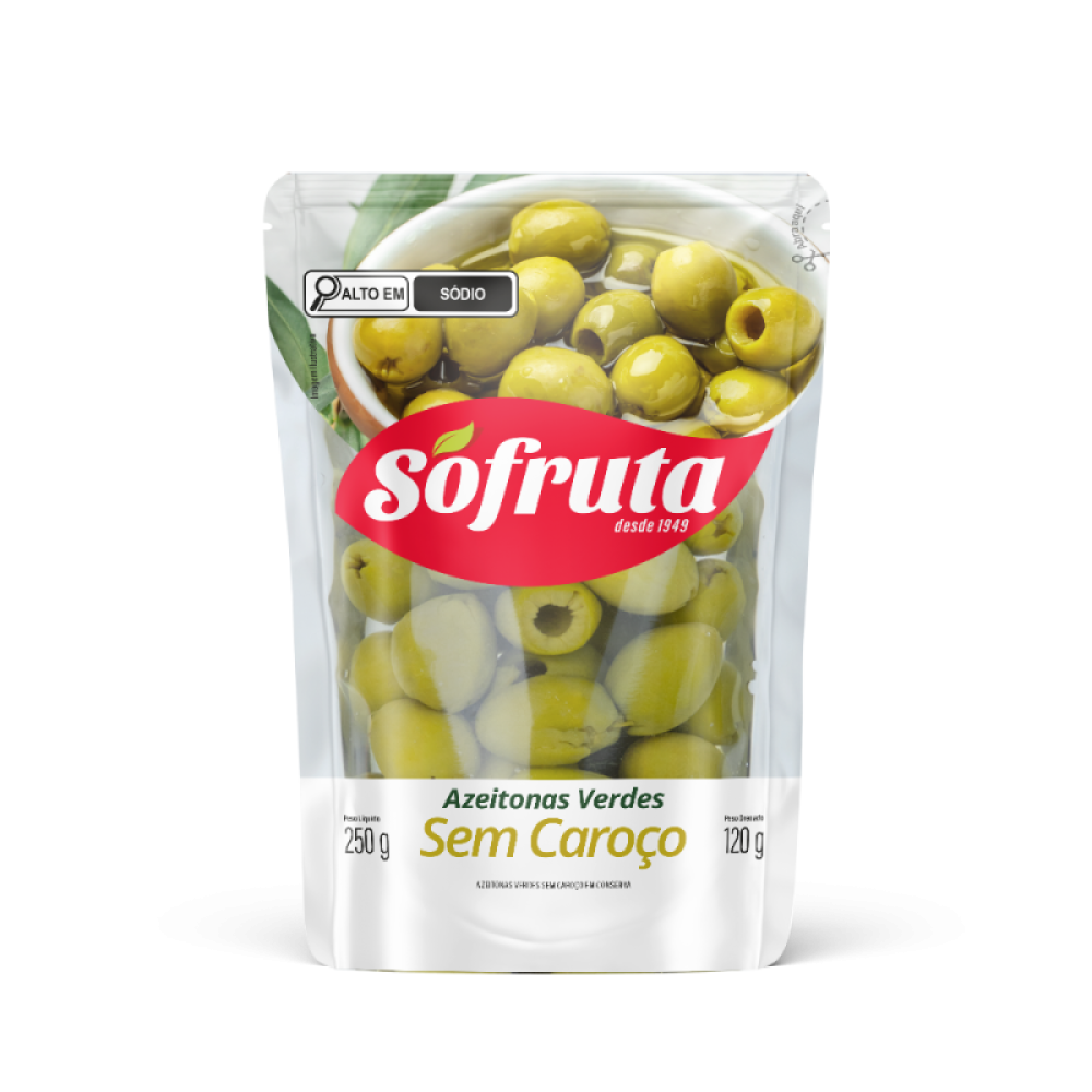Azeitona Verde sem Caroço St Up 24X120G Só Fruta