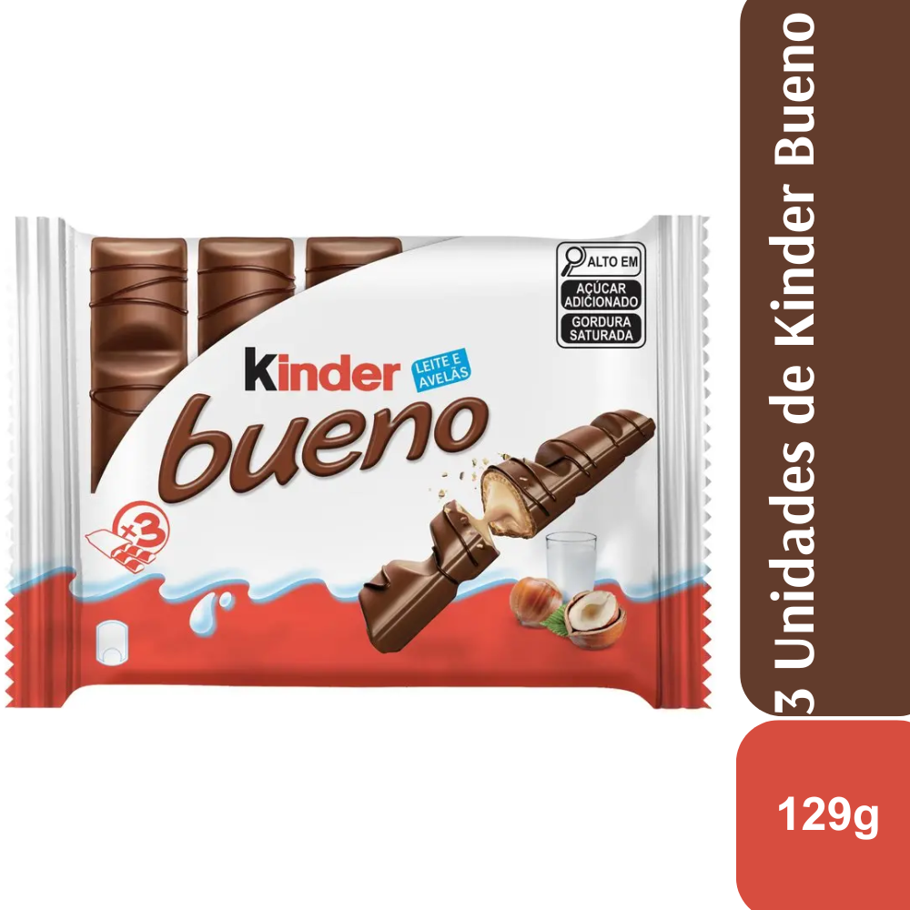 Kinder Bueno Chocolate ao Leite 129g 3 Unidades
