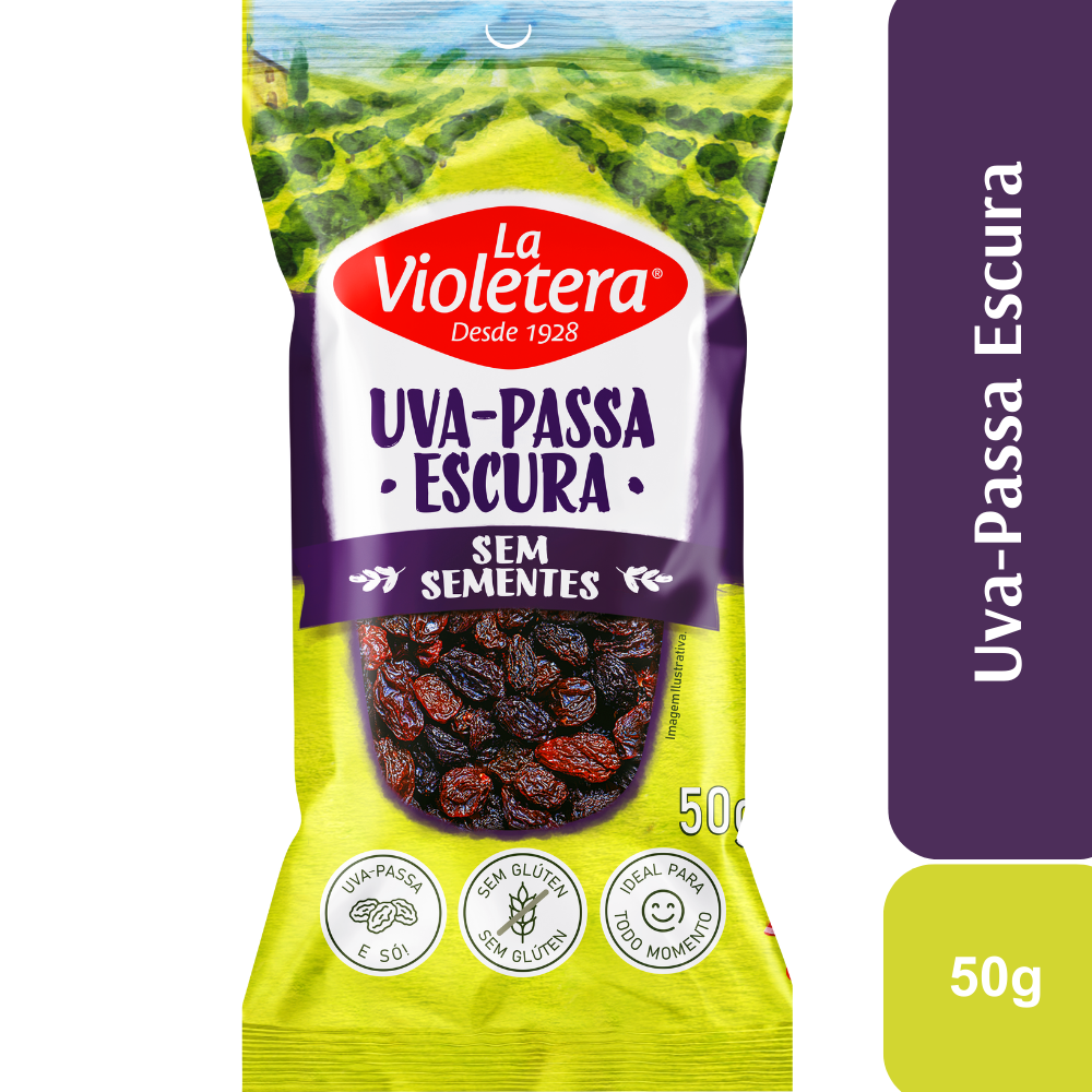 Uva-Passa Escura Sem Sementes Pacote 50g