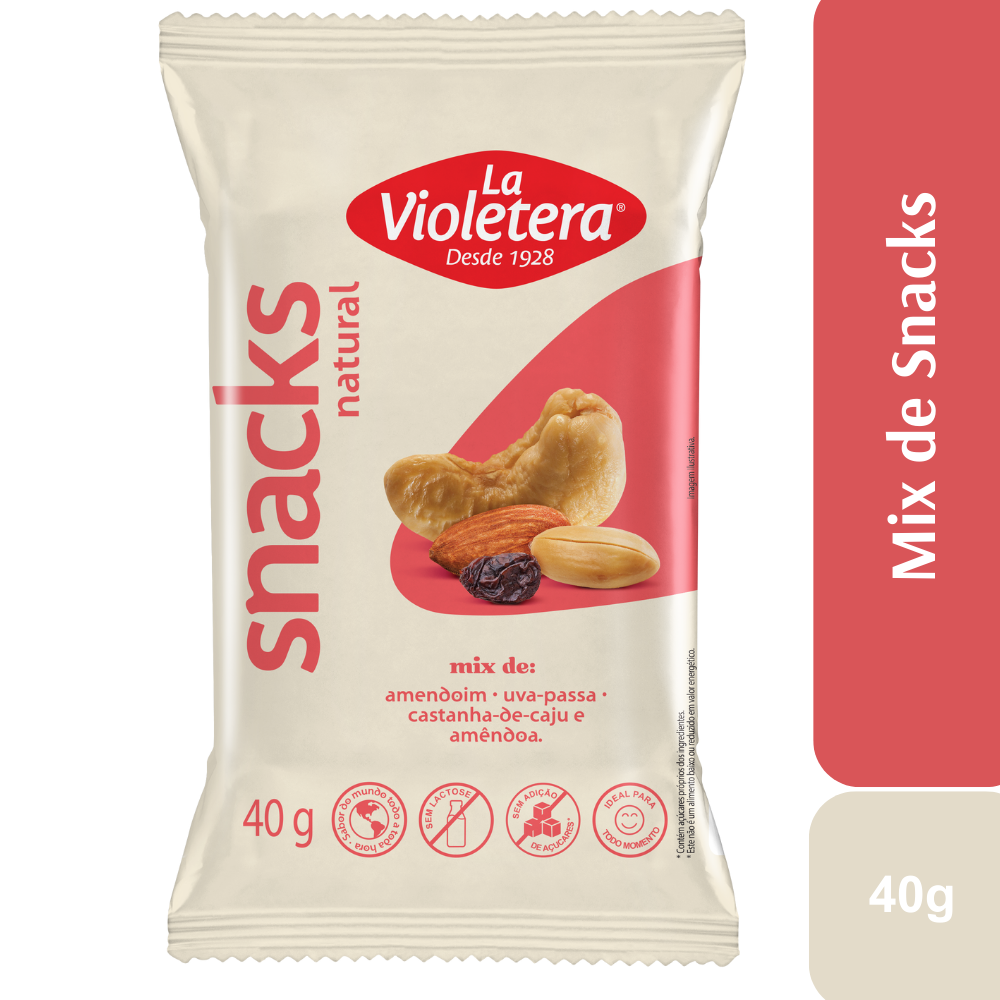 Snack Mix Com Cranberry Pacote 40g