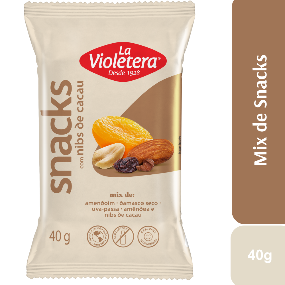 Snack Mix Com Nibs De Cacau Pacote 40g