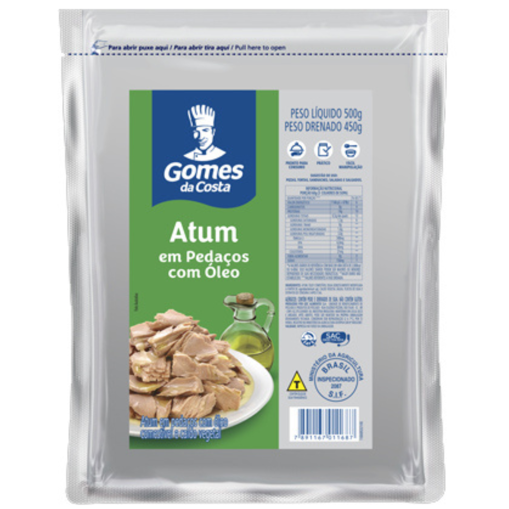 Atum em Pedaços em Óleo Pouch 500g Gomes da Costa