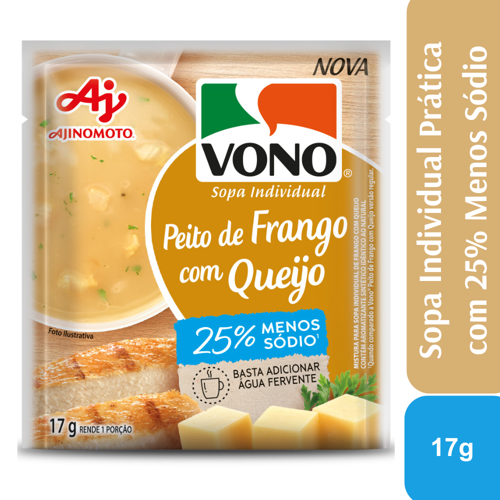 Sopa VONO® Individual Sabor Peito De Frango Com Queijo Menos Sódio 17G