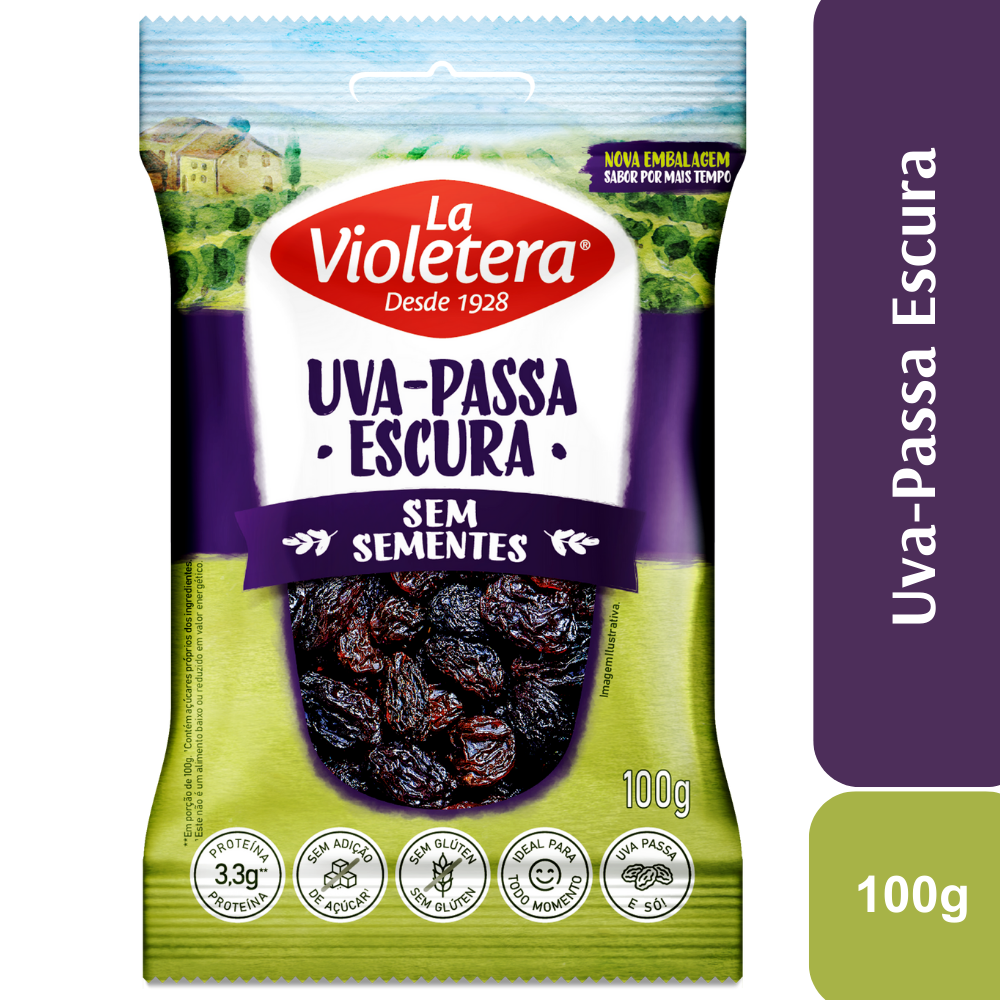 Uva-Passa Escura Sem Semente Pacote 100g