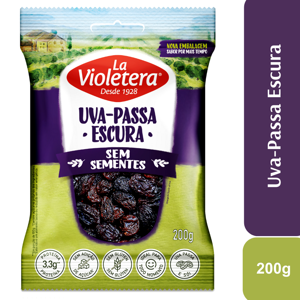 Uva-Passa Escura Sem Semente Pacote 200g