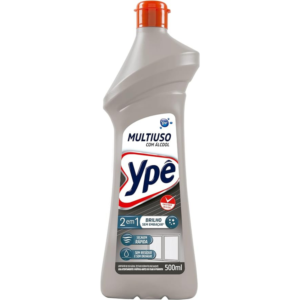 Multiuso Ypê Premium Com Álcool Cinza  500ml - Mais Brilho Sem Embaçar