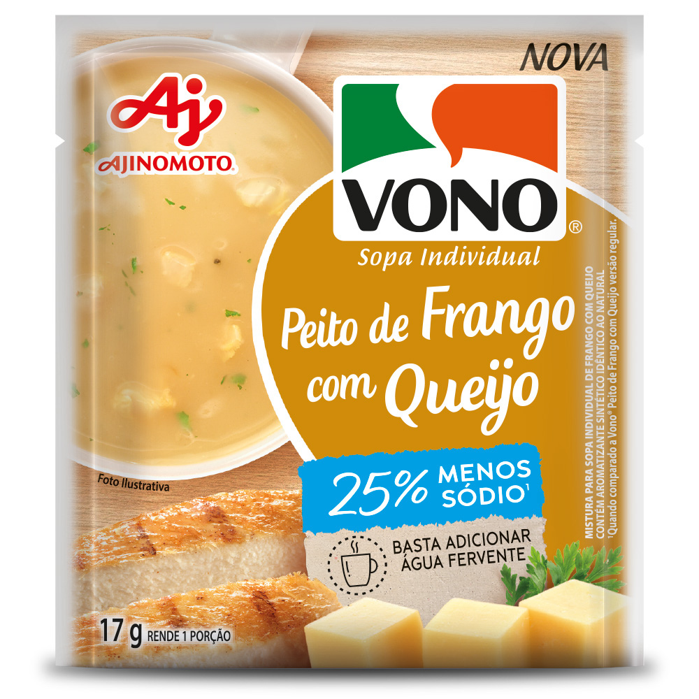 Sopa VONO® Individual Sabor Peito De Frango Com Queijo Menos Sódio 17G