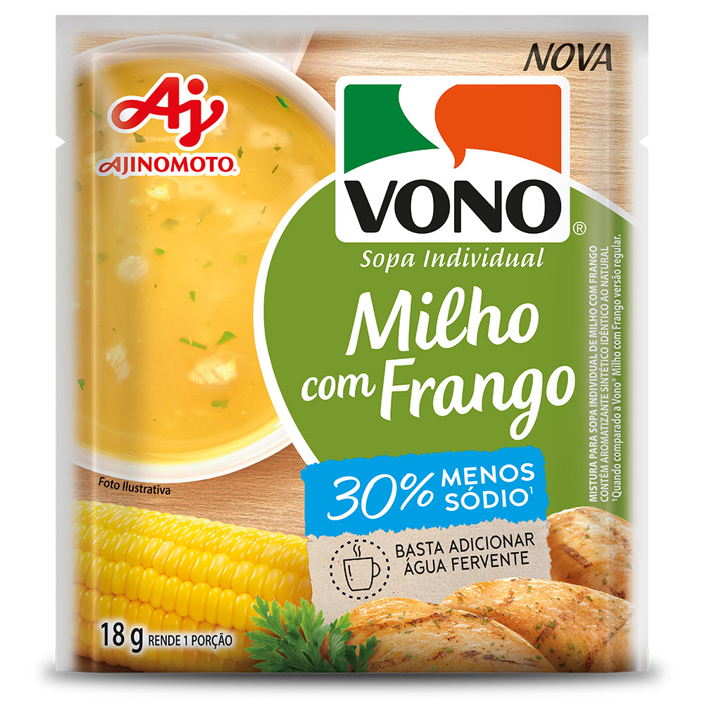Sopa VONO® Individual Sabor Milho Com Frango Menos Sódio 18G