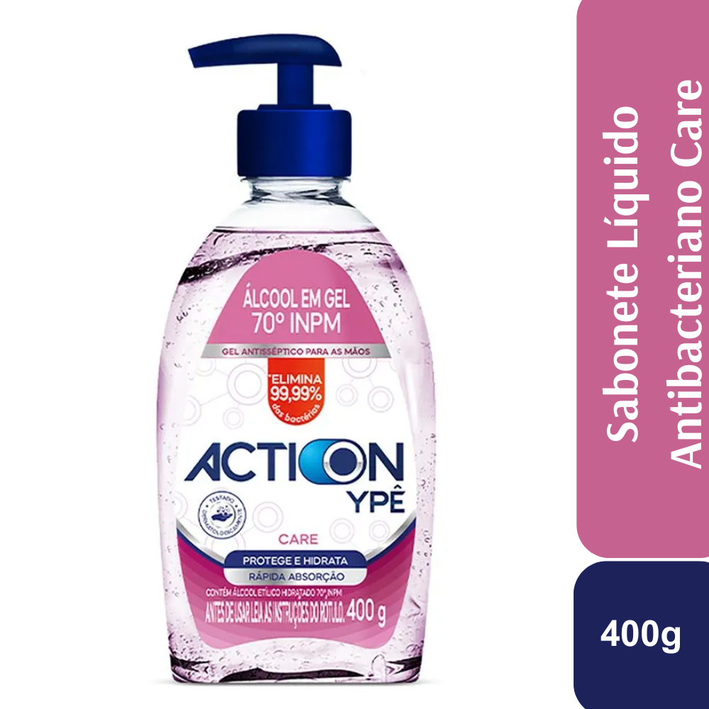Alcool Gel Antis Act Ypê Care Fr 400g (Rosa)