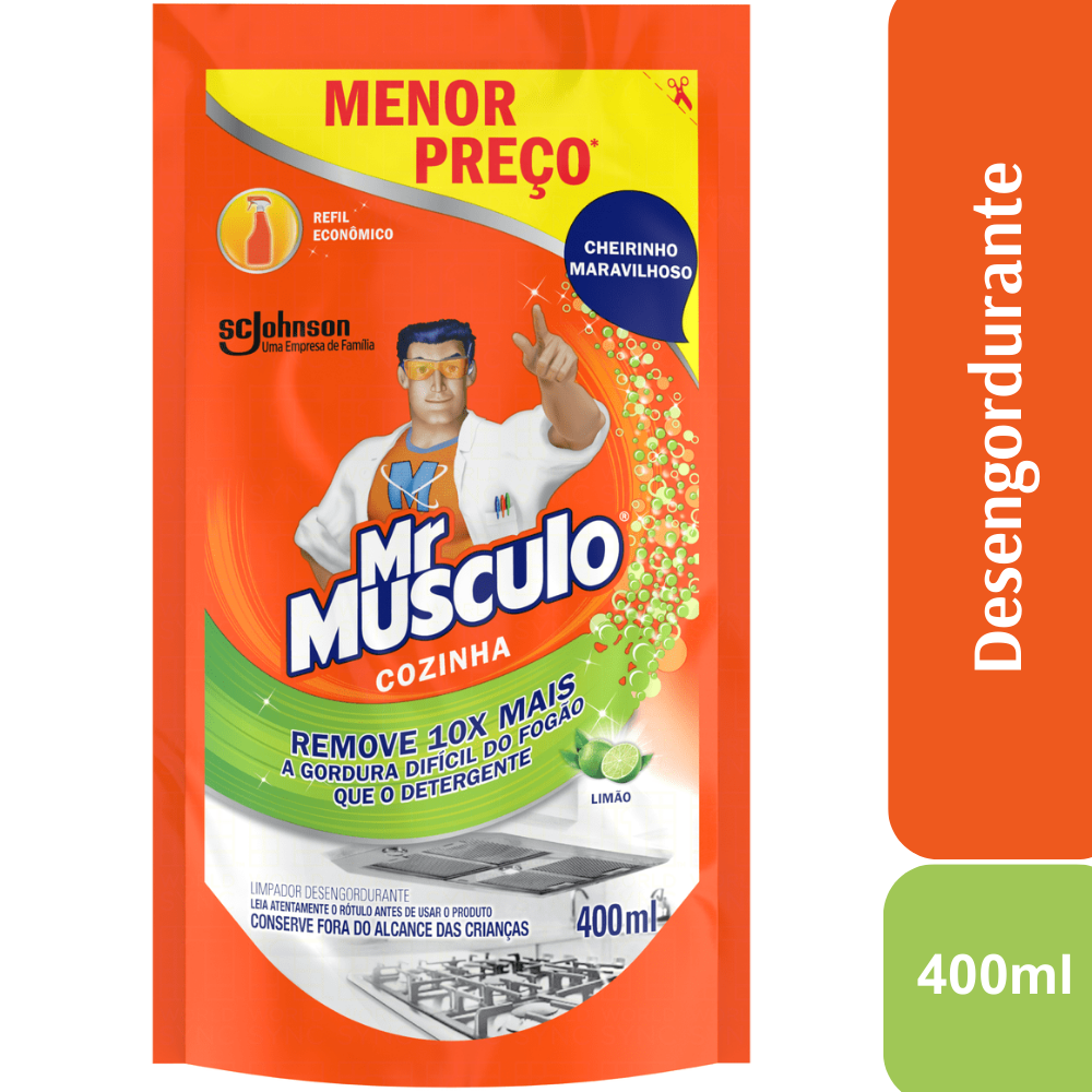 Desengordurante Cozinha Limão Mr Músculo Sachê 400ml Refil Econômico
