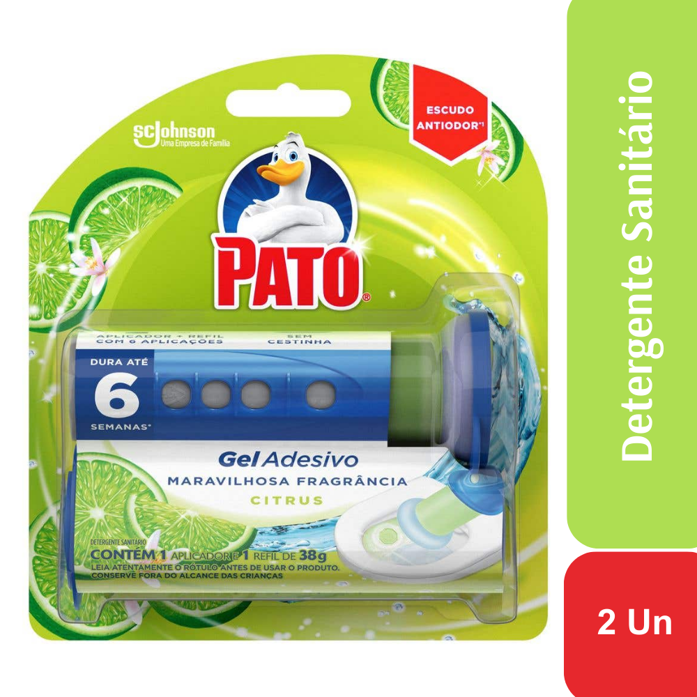 Detergente Sanitário Gel Adesivo com Aplicador Citrus Pato 38g Refil Oferta Especial