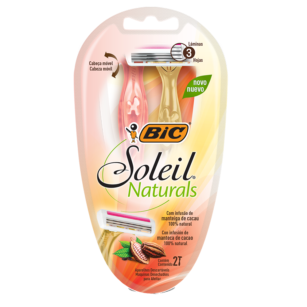 Depilador, Soleil Naturals, BIC, 2 Unidades
