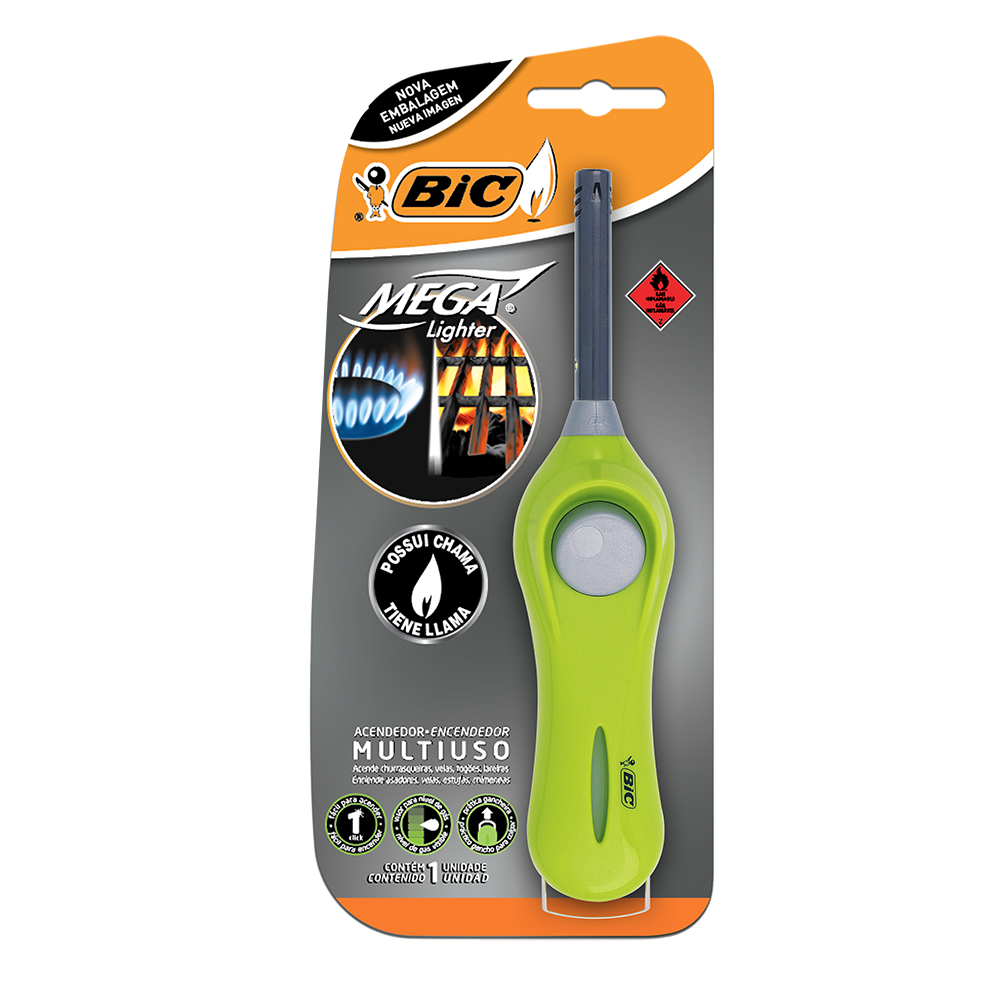 Acendedor, Mega Lighter, BIC, Multiuso, Cores Sortidas, 1 UN
