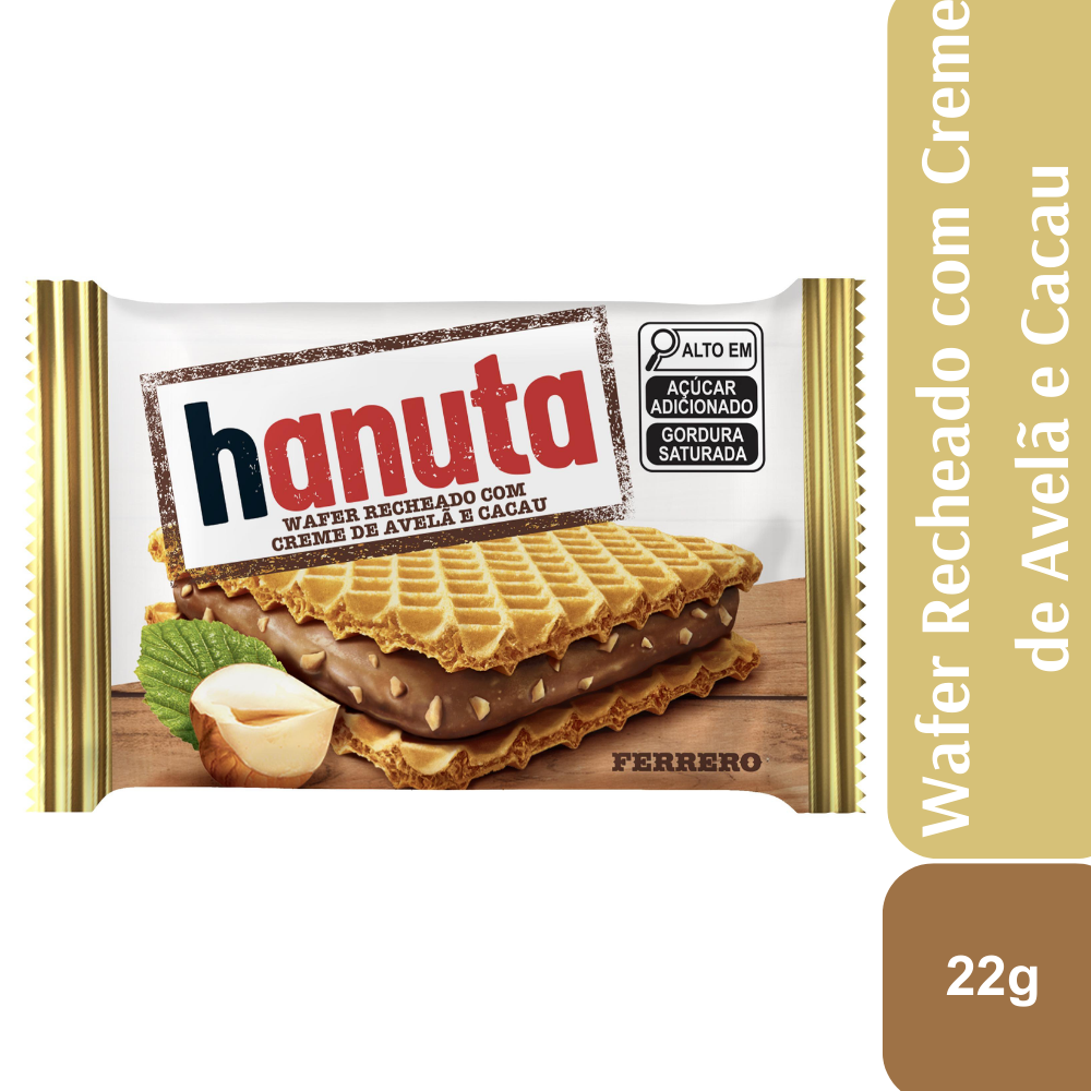 Hanuta Wafer Creme de Cacau e Pedaços de Avelãs 22g 1 Unidade