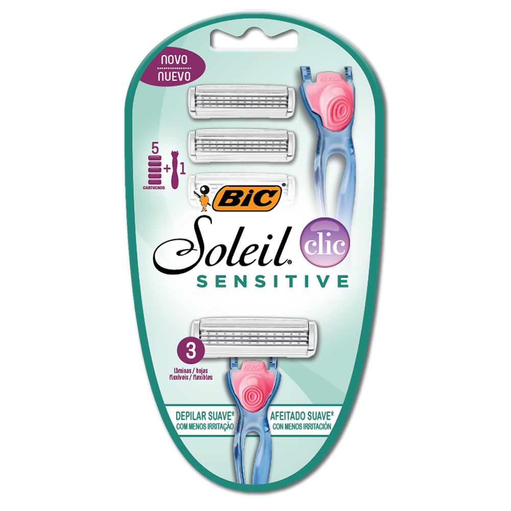 Depilador, Soleil Clic Sensitive, BIC, 5 Unidades