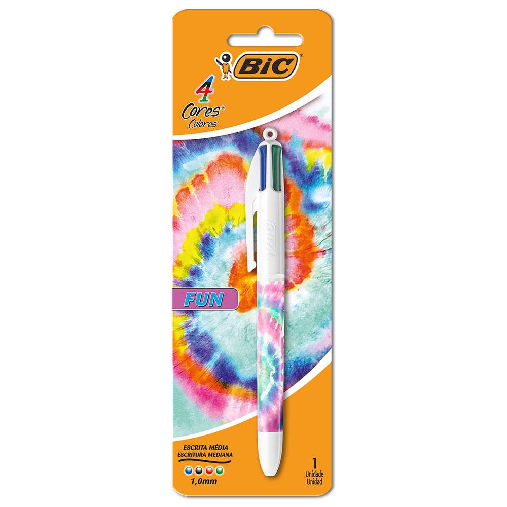 Caneta Ponta Média, 4 Cores Fun, BIC, 1 Unidade