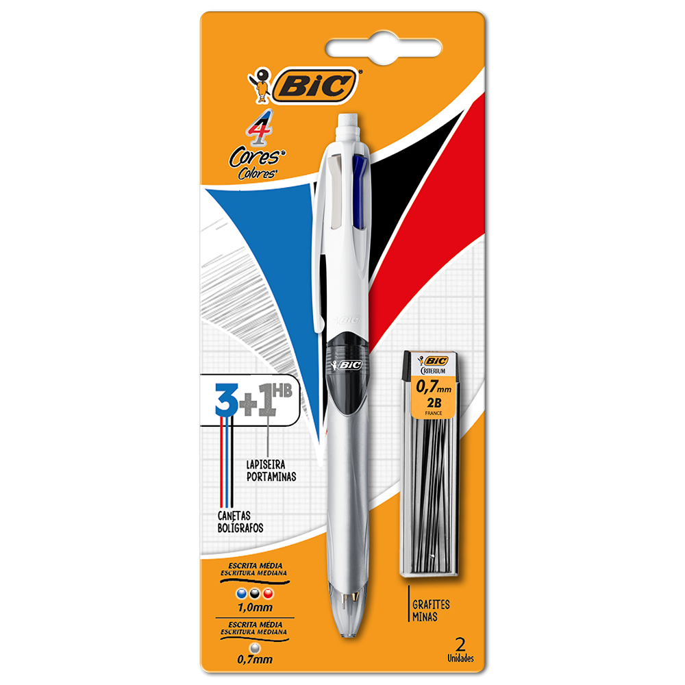 Caneta Média Retrátil 4 Cores 3+1, BIC 1 UN.
