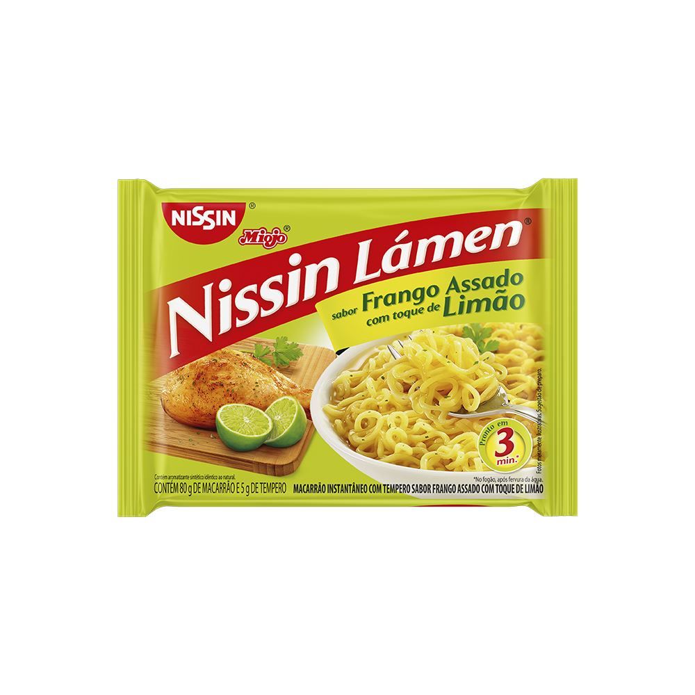 Lamen Sabor Frango Assado com Toque de Limão 85g - Nissin