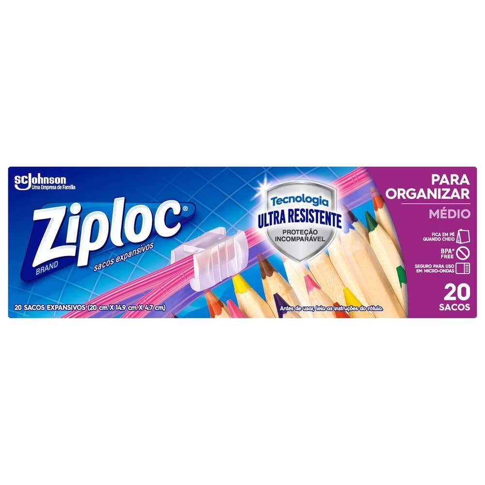 Sacos Herméticos Ziploc para Organizar Médio com 20 unidades