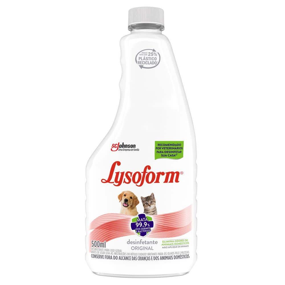 Desinfetante Líquido Lysoform Pets Spray Original Refil 500ml