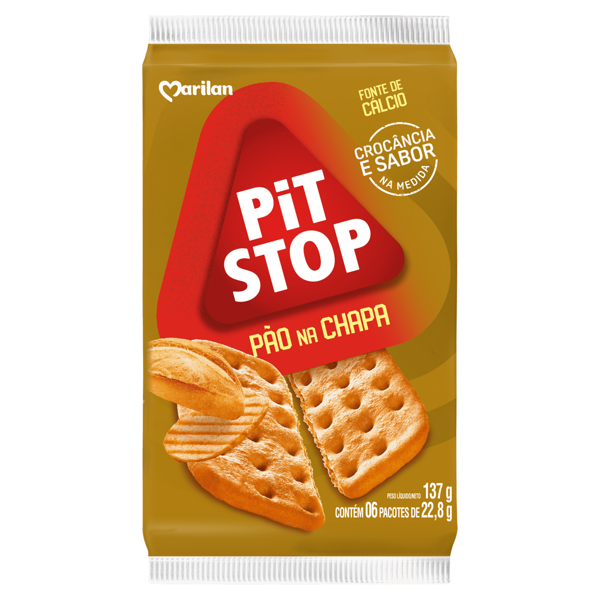Pack Biscoito Pão Na Chapa Marilan Pit Stop Pacote 137G 6 Unidades
