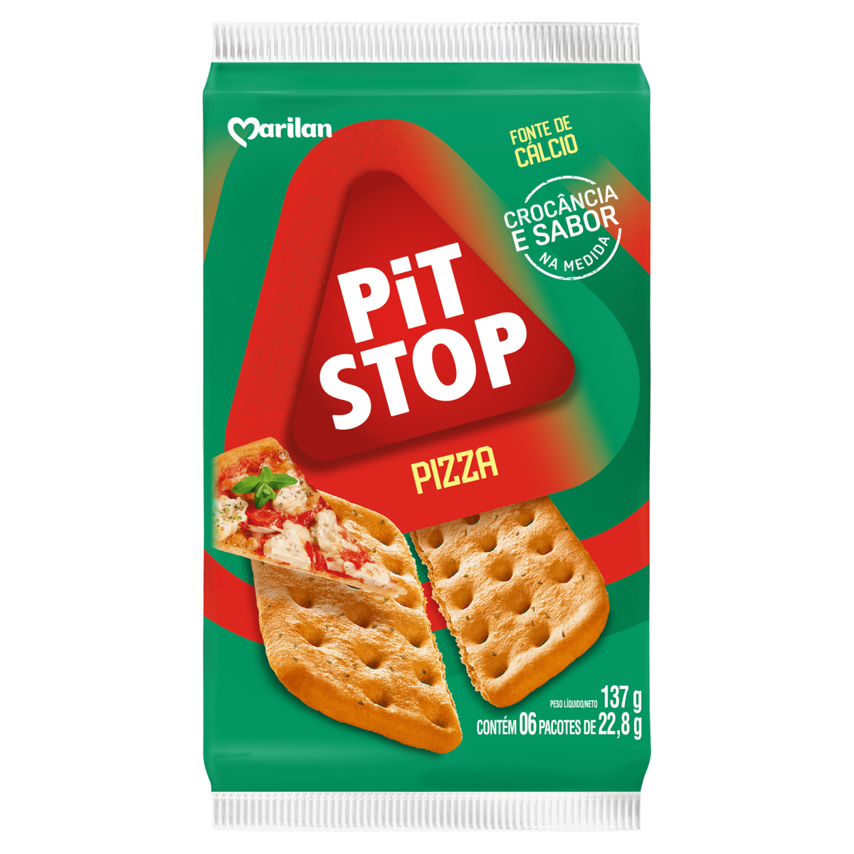Pack Biscoito Pizza Marilan Pit Stop Pacote 137G 6 Unidades