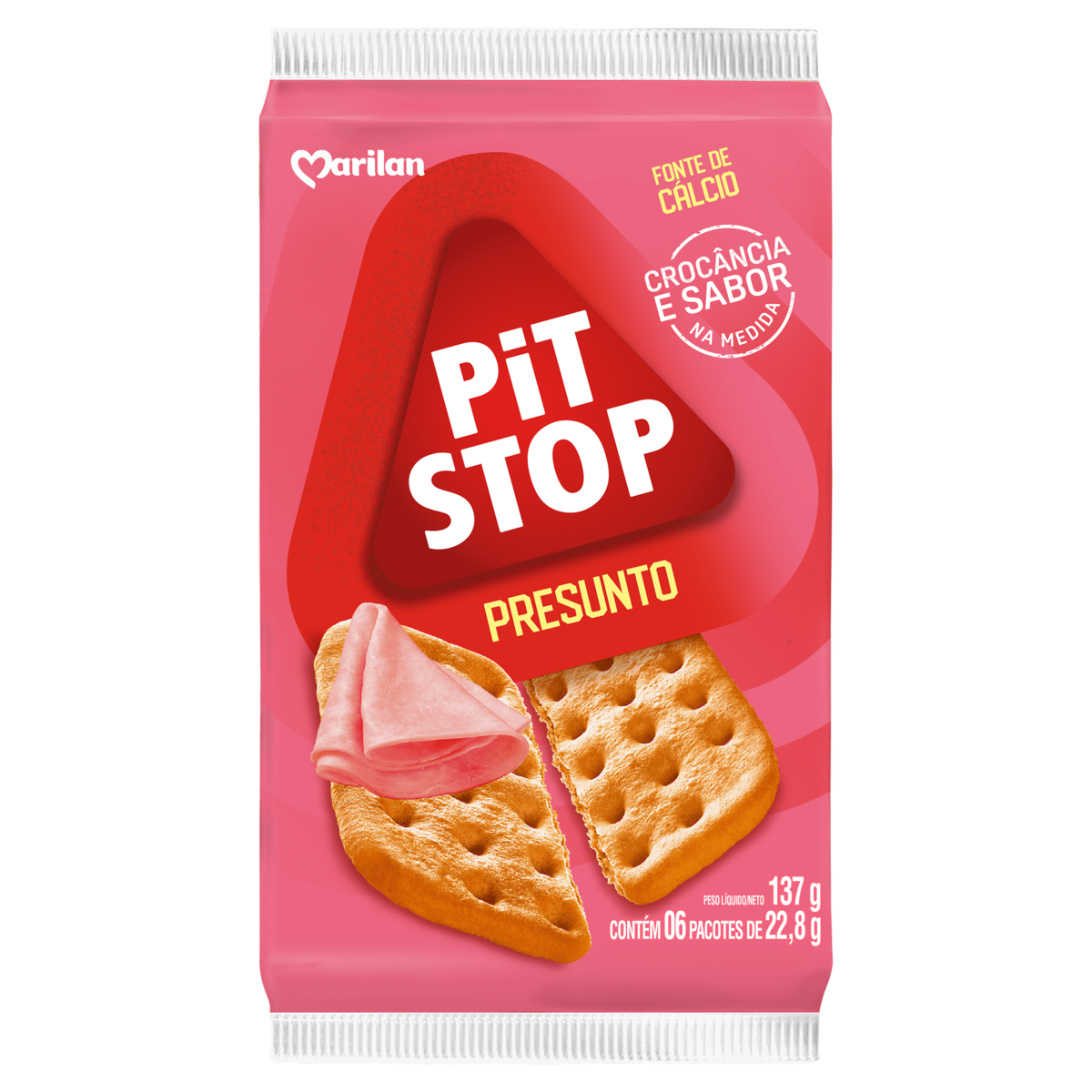 Pack Biscoito Presunto Marilan Pit Stop Pacote 137G 6 Unidades