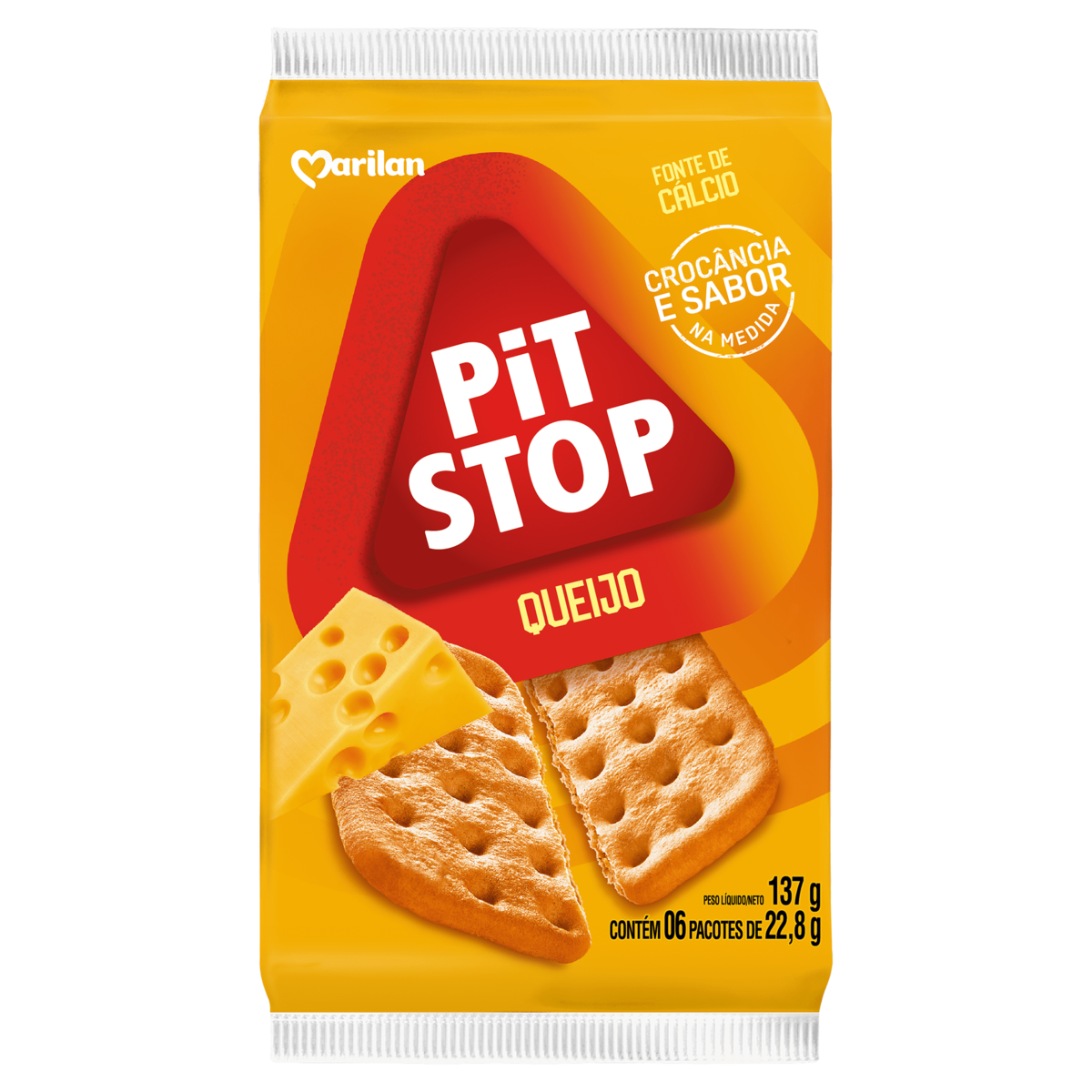 Pack Biscoito Queijo Marilan Pit Stop Pacote 137G 6 Unidades