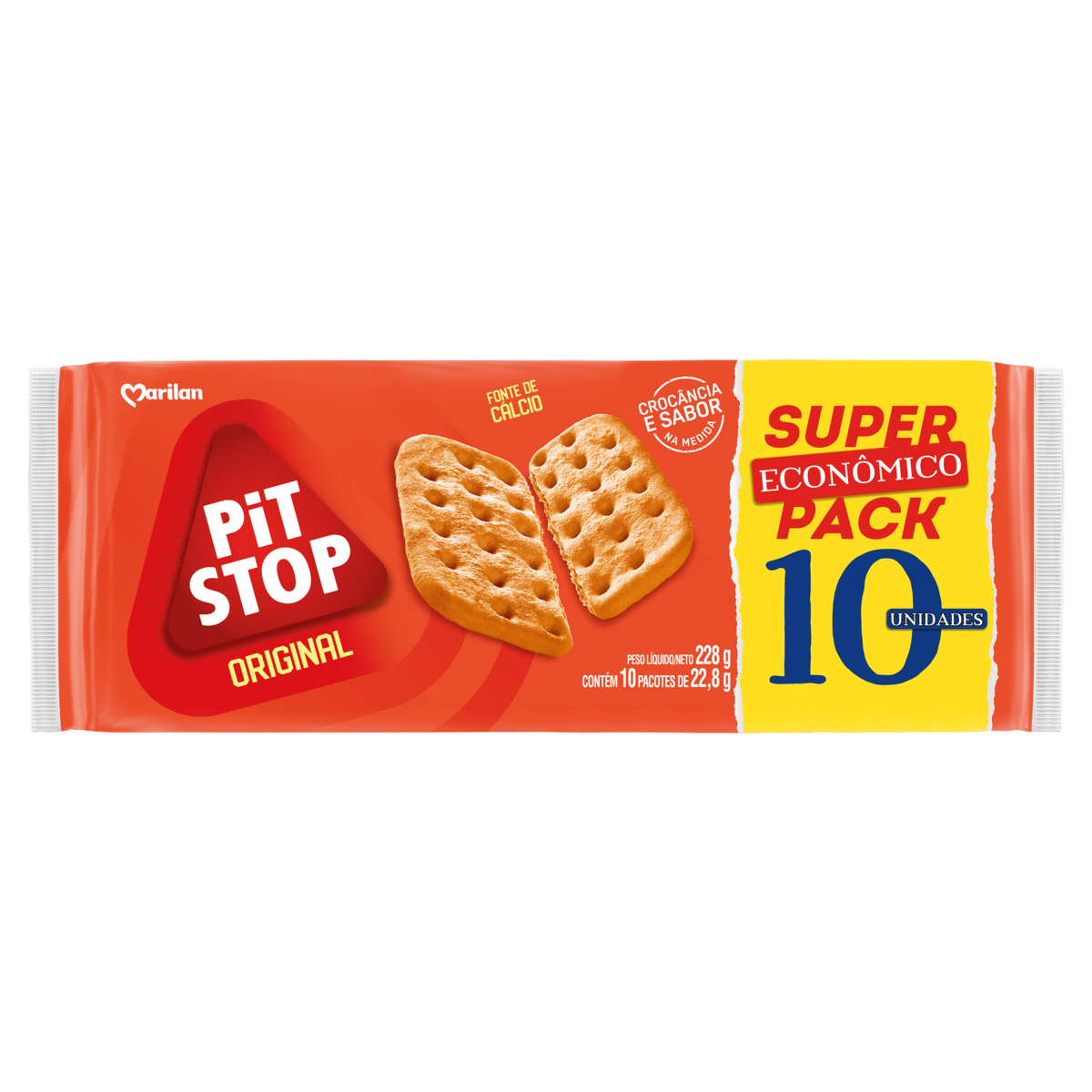 Pack Biscoito Original Marilan Pit Stop Pacote 228G 10 Unidades