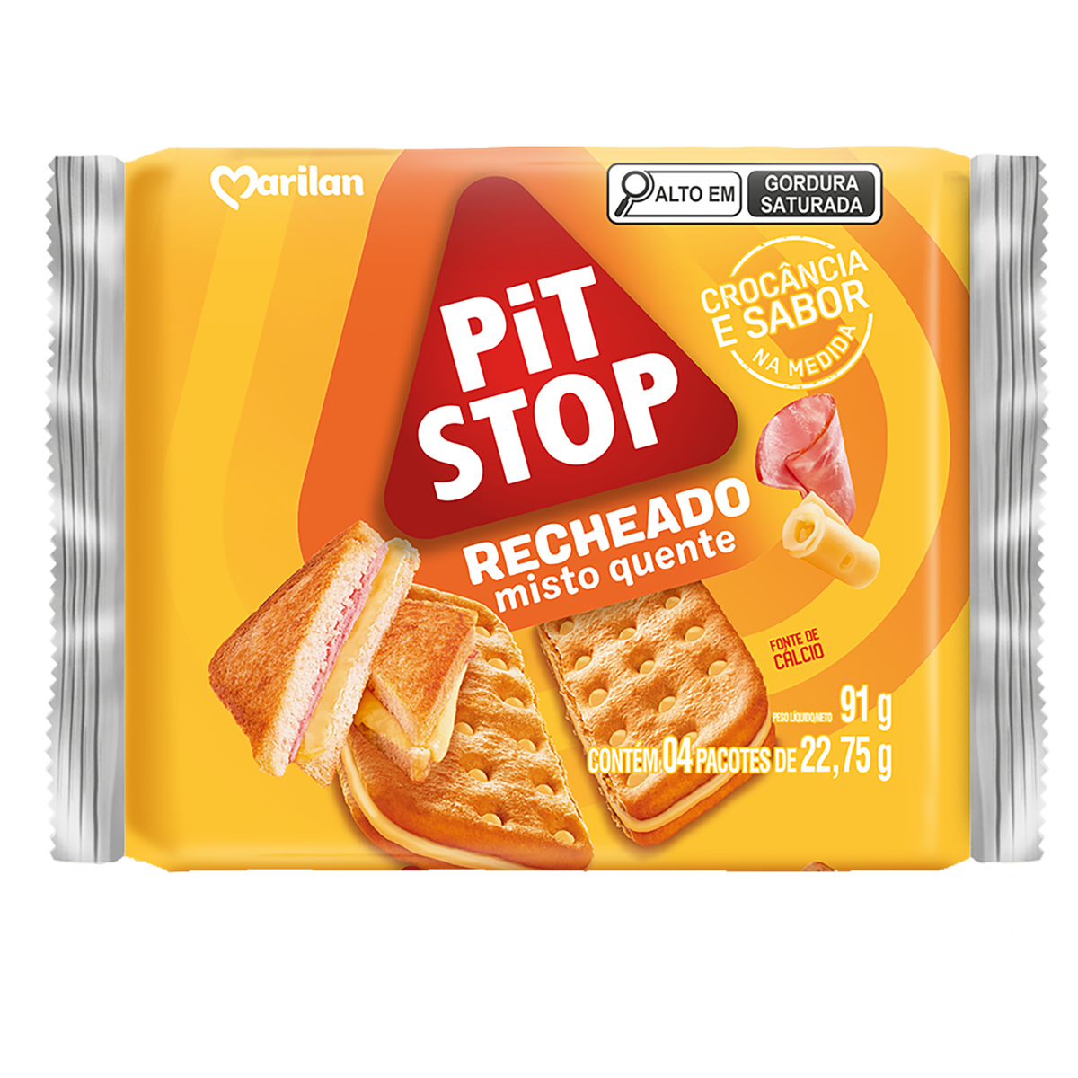 Pack Biscoito Recheio Misto Quente Marilan Pit Stop Pacote 91G 4 Unidades
