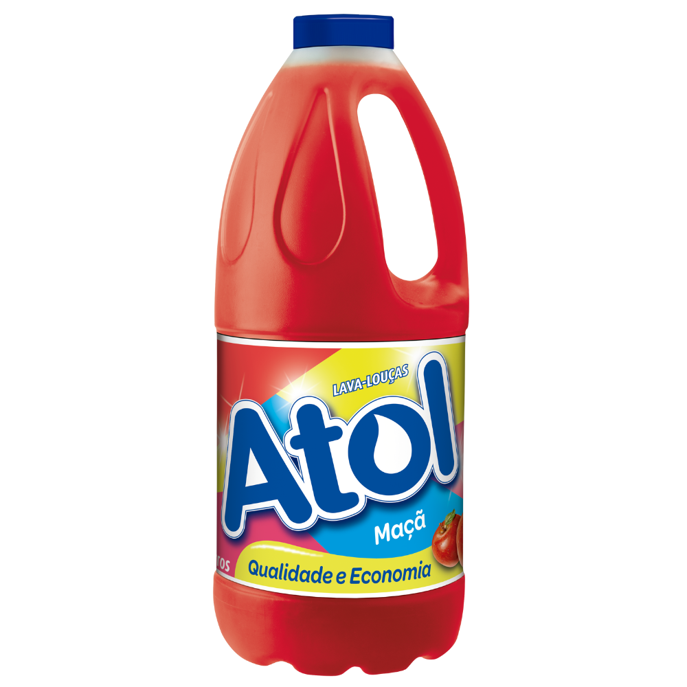 Lava-Louças Atol Maçã - Vermelho - 2L- Qualidade e Economia- Detergente
