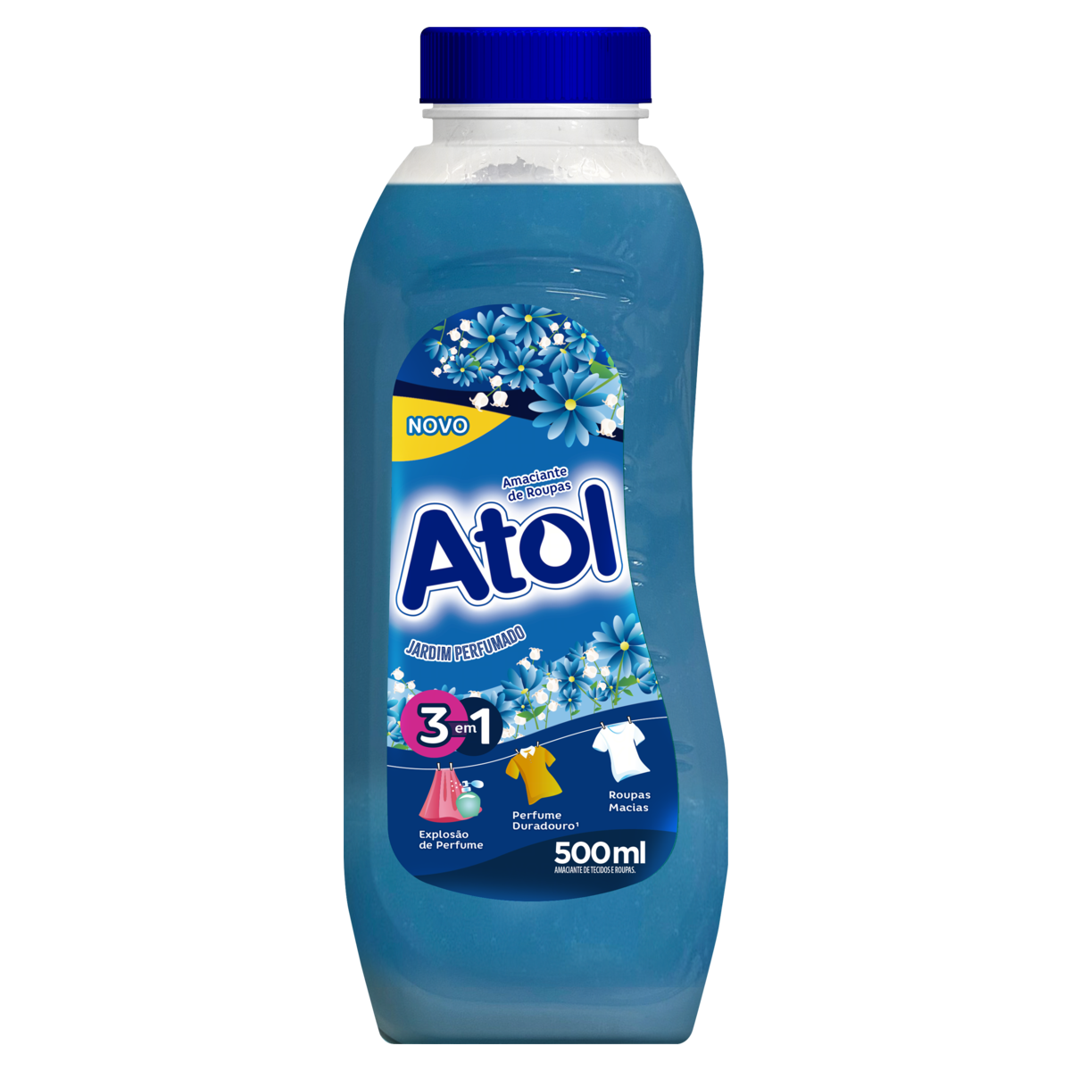 Amaciante de Roupa e Tecido 3 em 1 Jardim Perfumado Atol Frasco 500ml