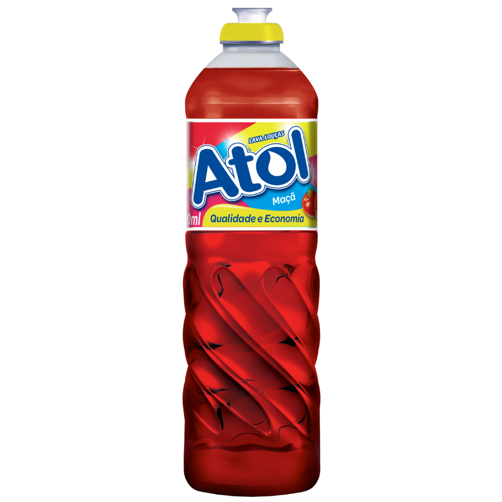 Lava-Louças Atol Maçã - Vermelho - 500ml-  Qualidade e Economia- Detergente