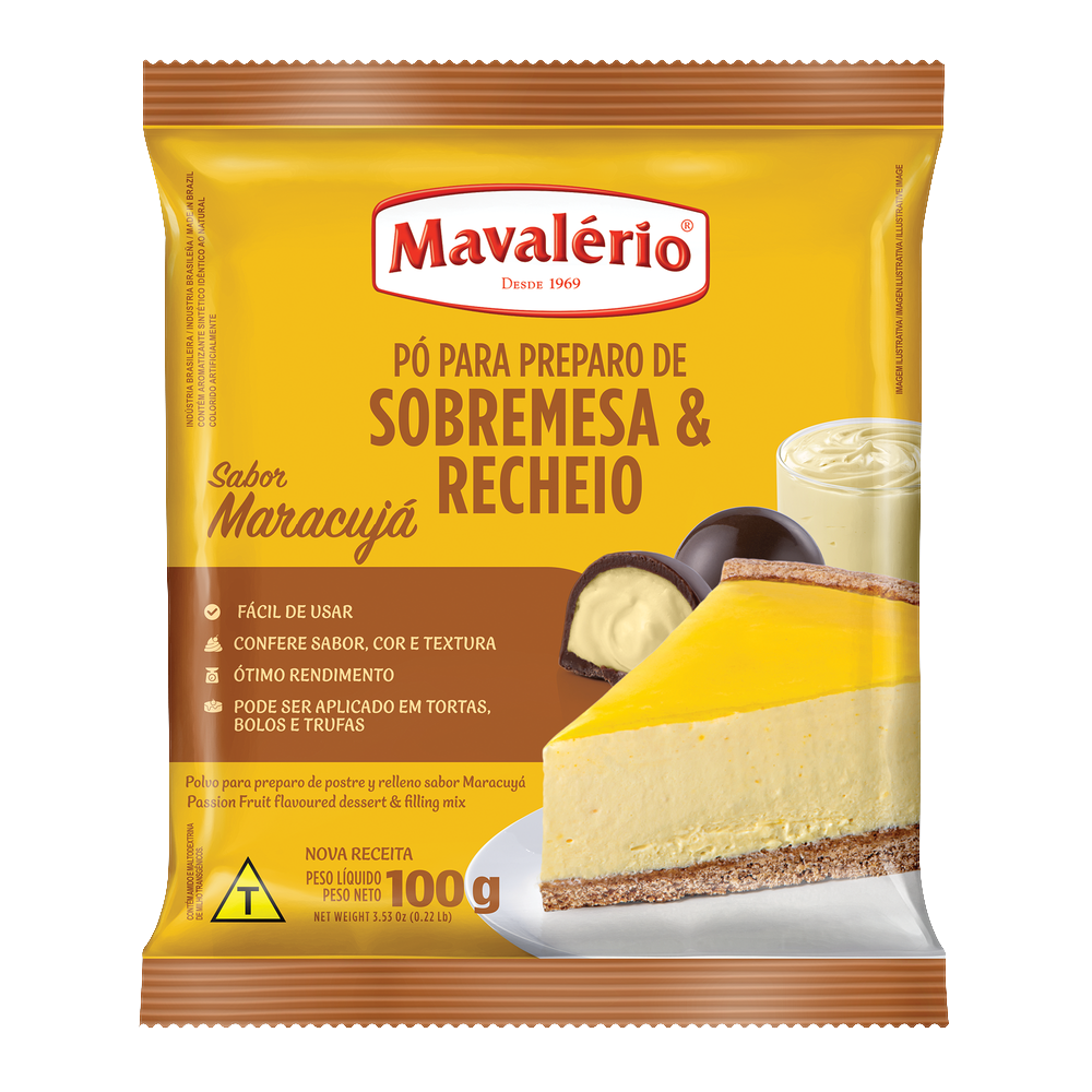 Pó para preparo de sobremesa e recheio sabor maracujá
