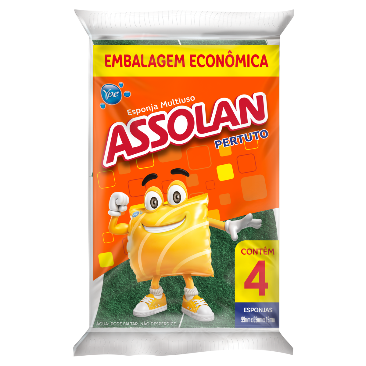 Esponja Multiuso Assolan Pertuto 4 Unidades Embalagem Econômica