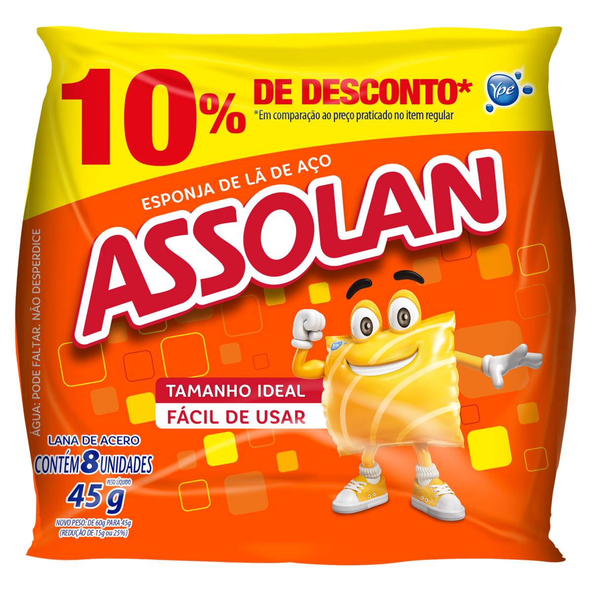 Esponja Aço Assolan 45g 8 Unidades Grátis 10% de Desconto