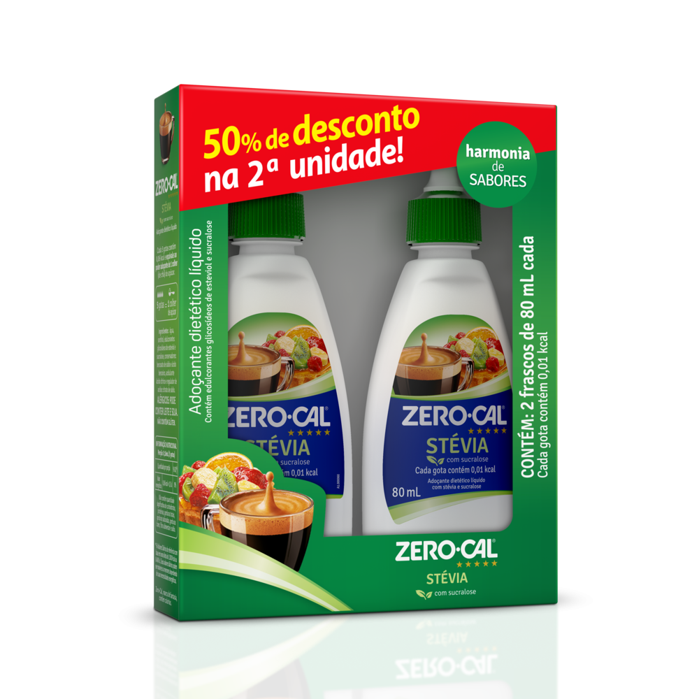 Adoçante Zero Cal Stevia Pack  2X80Ml