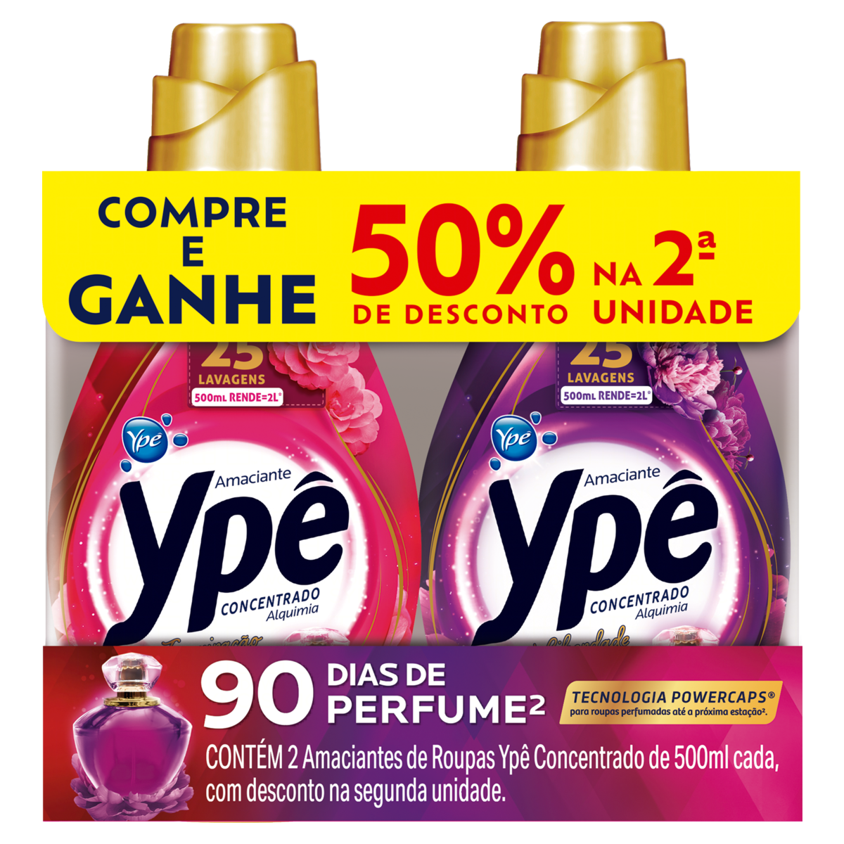 Kit Amaciante de Roupa Concentrado Inspiração + Liberdade Ypê Alquimia 500ml Cada Grátis 50% de Desconto na 2ª Unidade