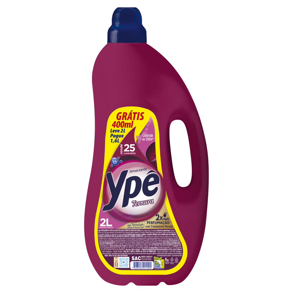 Amaciante de Roupa Ternura Ypê Frasco Leve 2l Pague 1,6l
