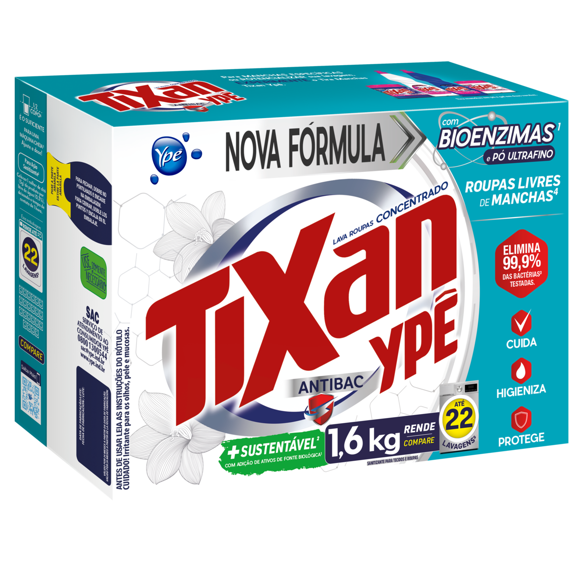 Lava-Roupas Pó Concentrado Tixan Ypê Antibac Caixa 1,6kg