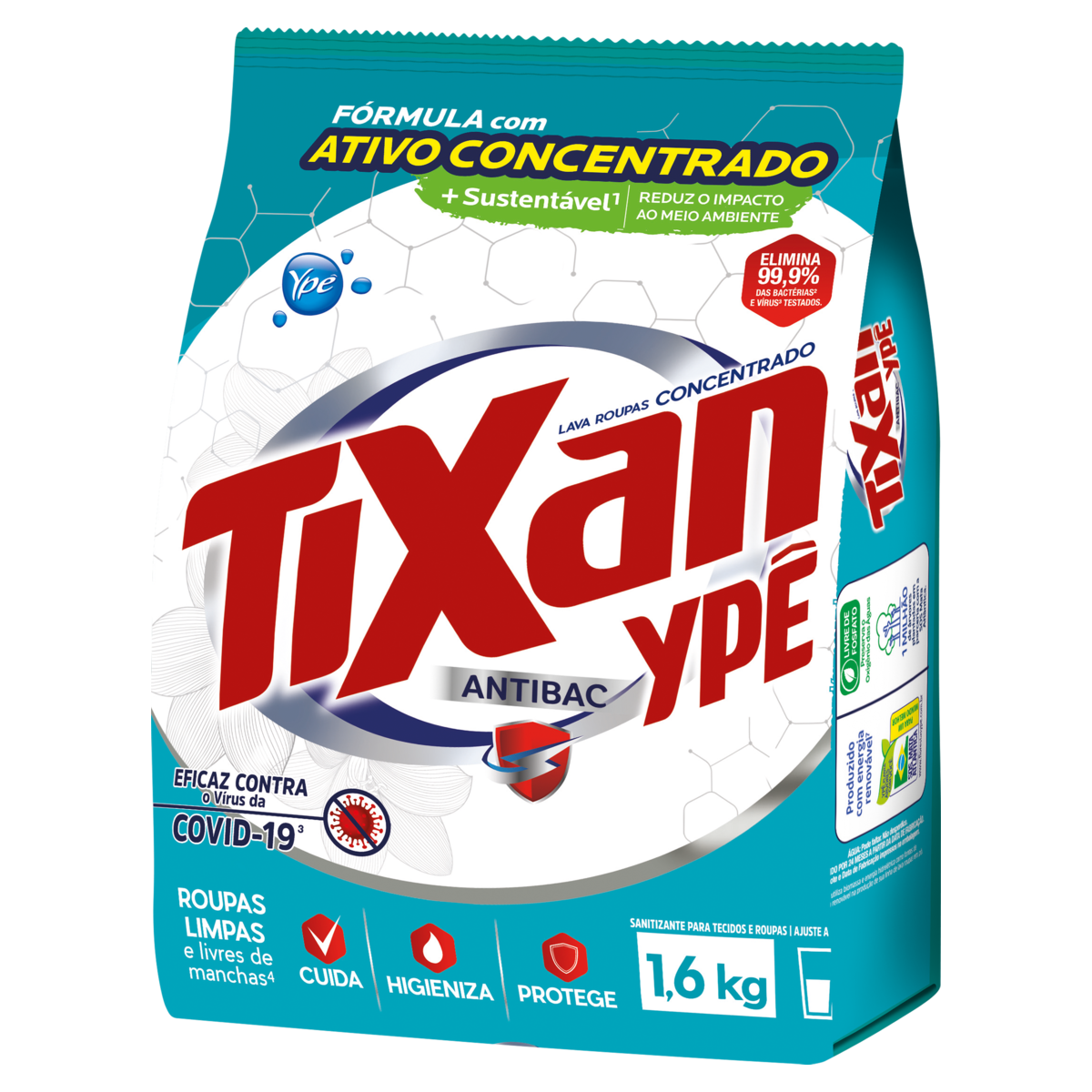 Lava-Roupas Pó Concentrado Tixan Ypê Antibac Pacote 1,6kg