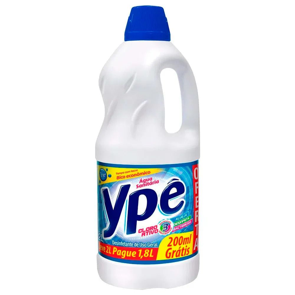 Água Sanitária Ypê Pro Frasco Leve 2l Pague 1,8l