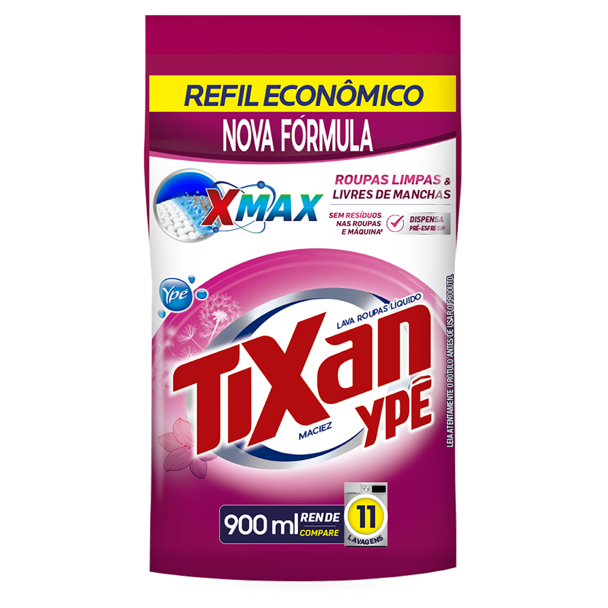 Lava-Roupas Líquido Maciez Tixan Ypê Pouch 900ml Refil Econômico