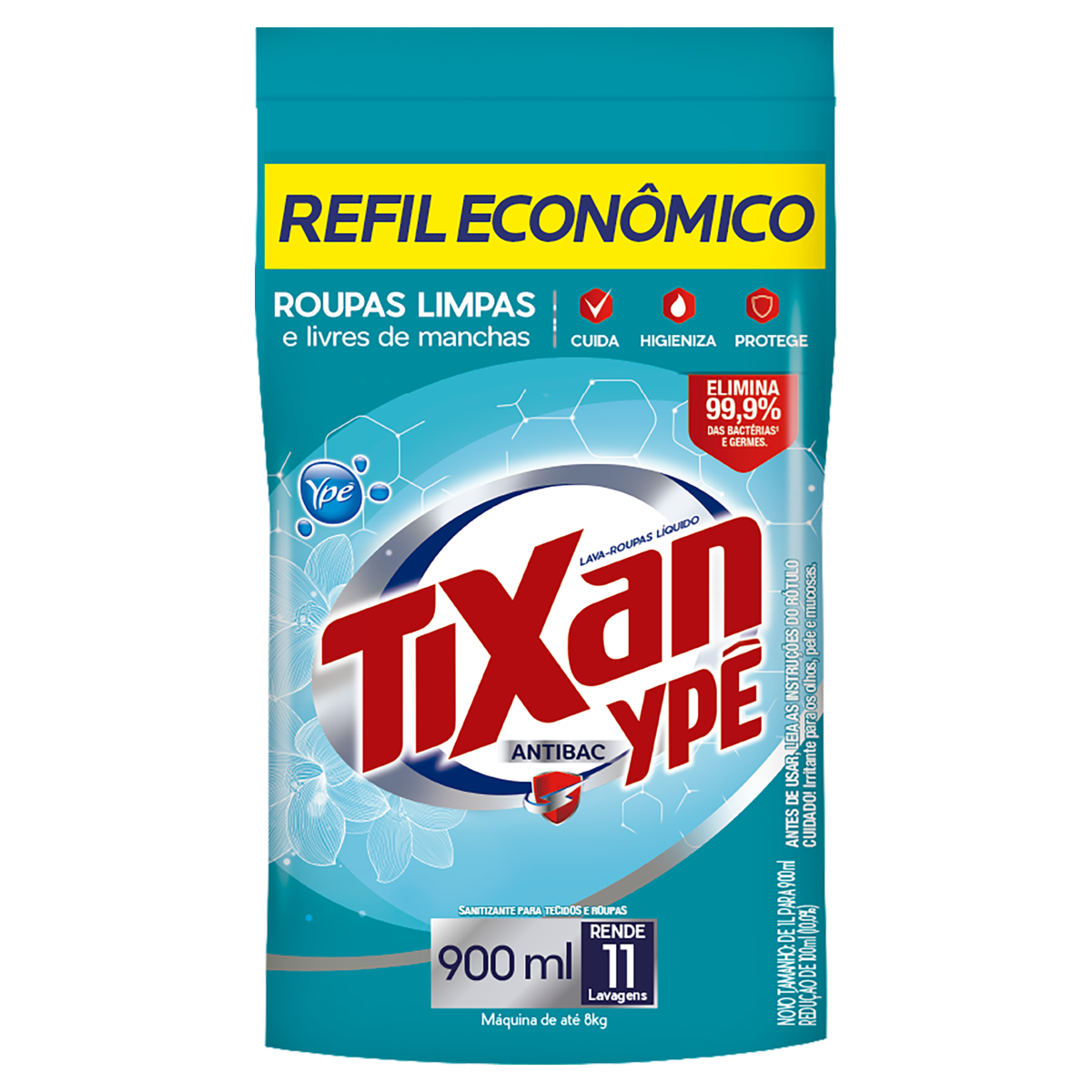 Lava-Roupas Líquido Tixan Ypê Antibac Pouch 900ml Refil Econômico