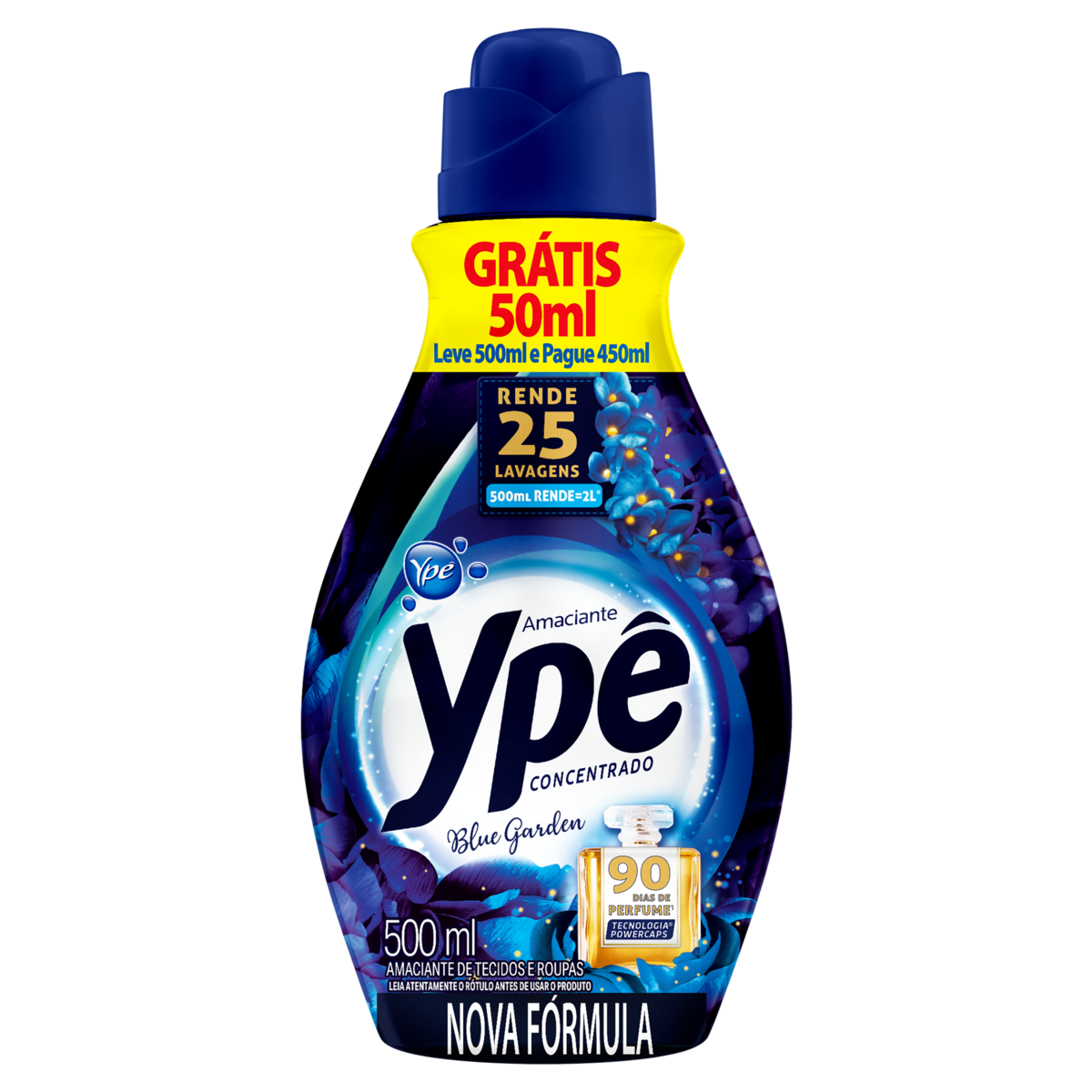 Amaciante de Roupa e Tecidos Concentrado Blue Garden Ypê Frasco Leve 500ml Pague 450ml