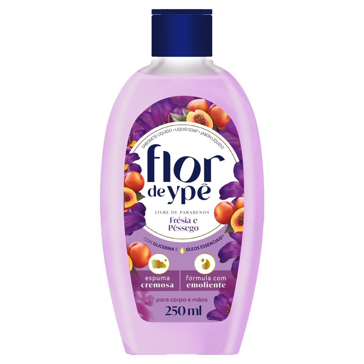 Sabonete Líquido Mãos e Corpo Frésia e Pêssego Flor de Ypê Frasco 250ml
