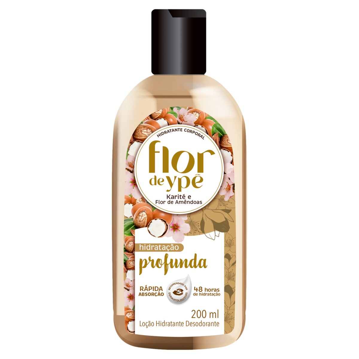 Hidratante Corporal Loção Desodorante Karité e Flor de Amêndoas Flor de Ypê Frasco 200ml