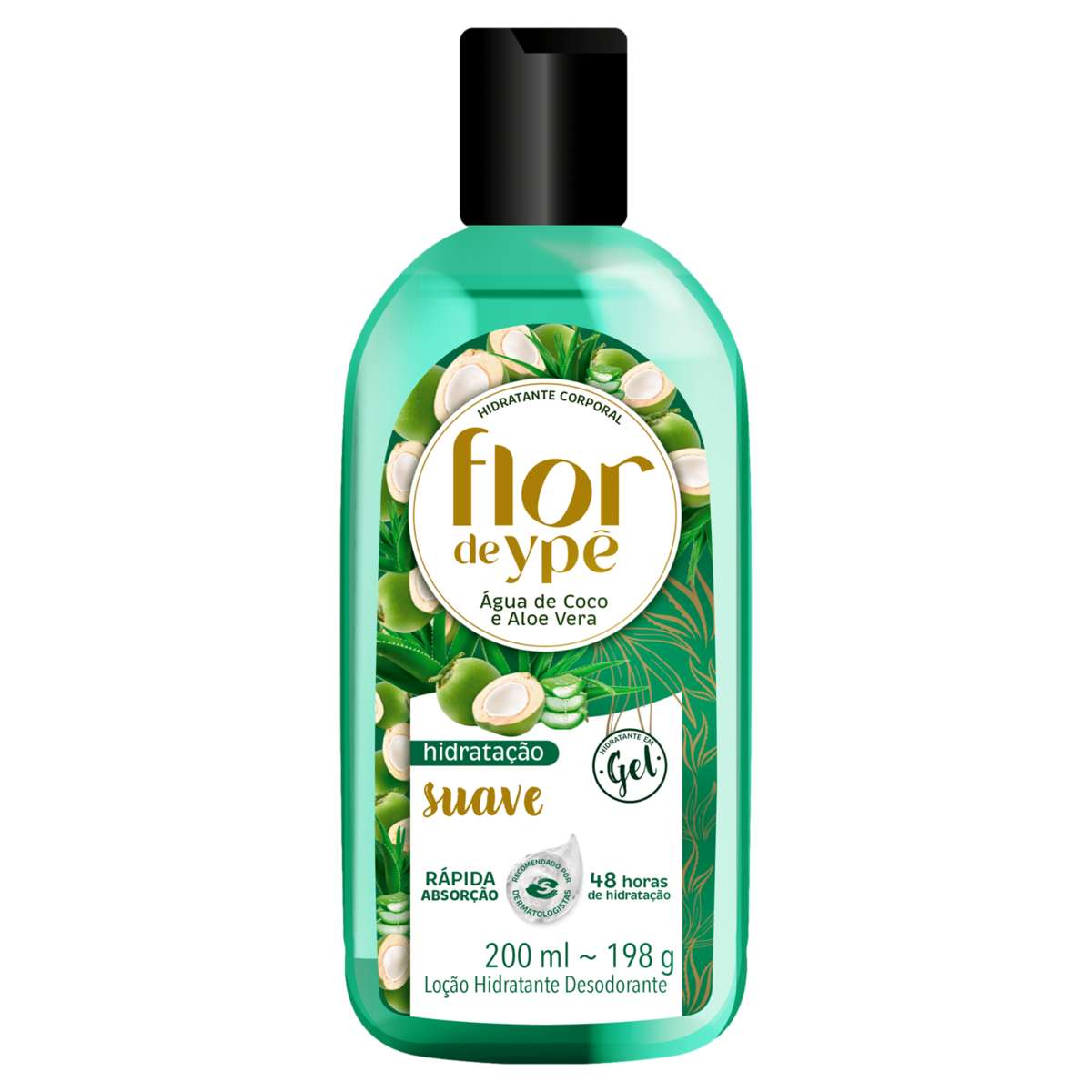 Hidratante Corporal Loção Desodorante Água de Coco e Aloe Vera Flor de Ypê Frasco 200ml