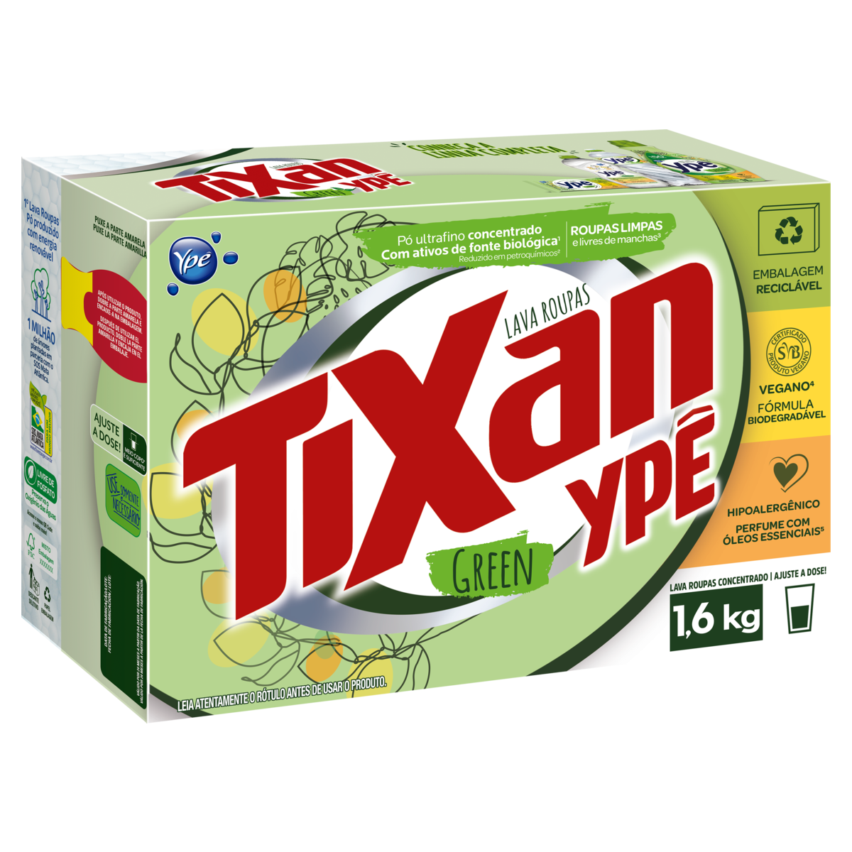 Lava-Roupas Pó Concentrado Tixan Ypê Green Caixa 1,6kg