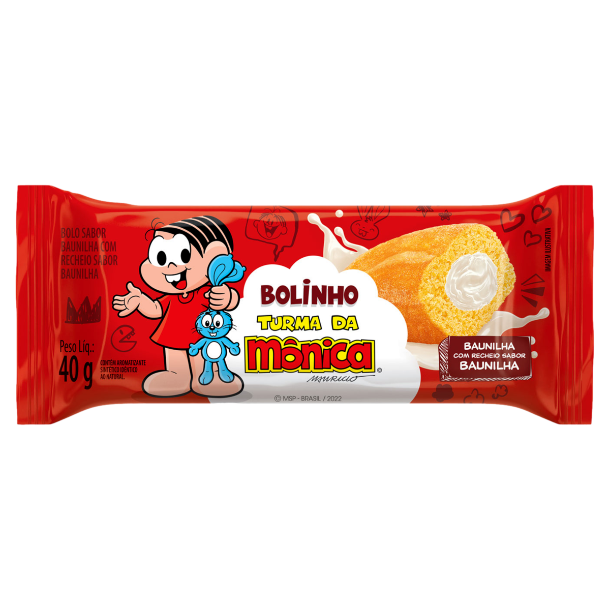 Bolinho Baunilha Recheio Baunilha Turma Da Mônica Pacote 40G